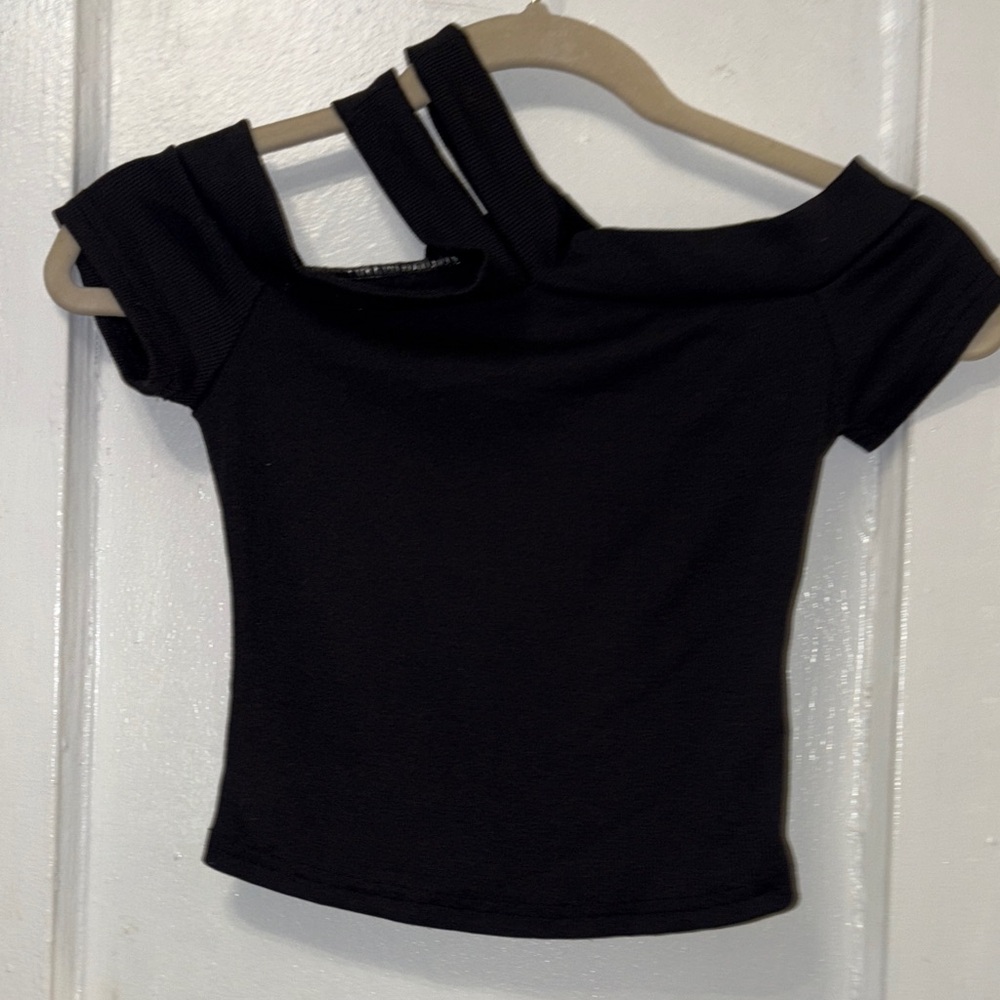 SHEIN Black Asymmetrical Kids Tee